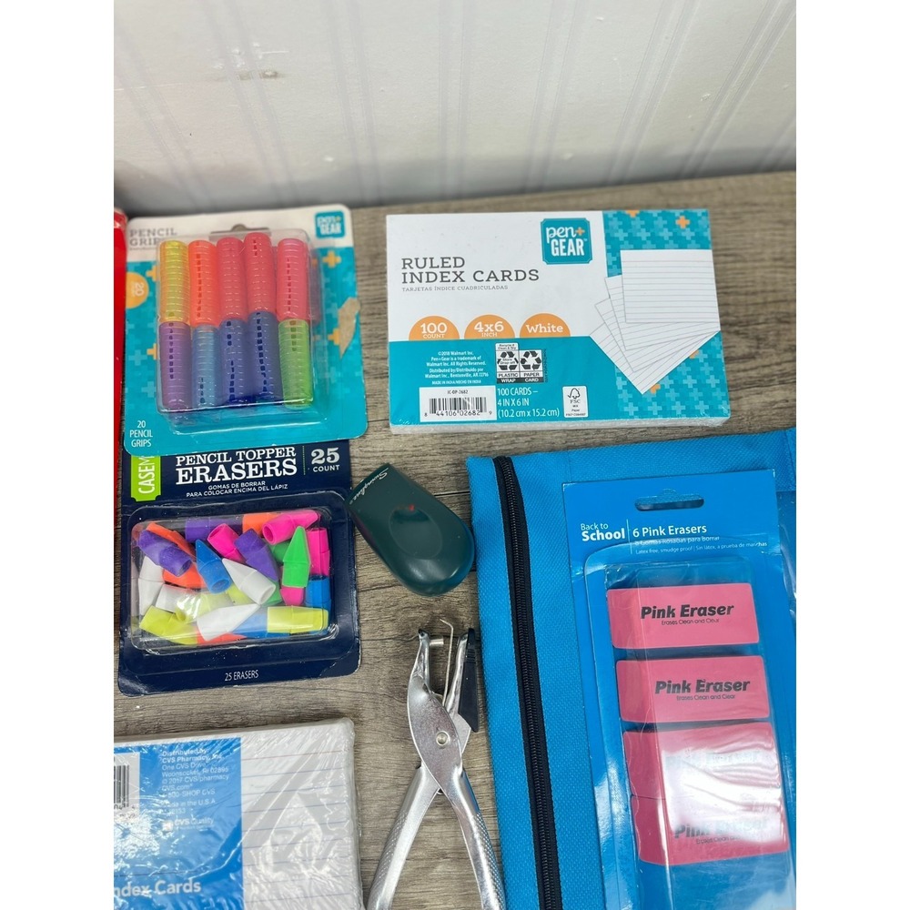 School Supply Lot, Nappco Pencils, 300 Index Cards, Pencil Case, Erasers Etc - Picture 4 of 12